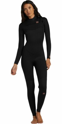 2024 Billabong Womens Foil 3/2mm Chest Zip Wetsuit ABJW100187 - Black